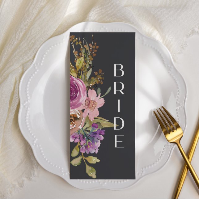 Menu Dusty Pink Purple Floral Wedding Chair Sign (Créateur téléchargé)