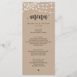 Menu Éclairage À Chaîne Brown Kraft Mariage Eloping Dîn