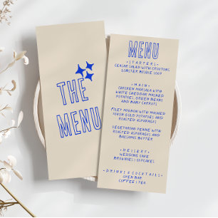 Menu Ecrit à la main bleu rétro Bold moderne Mariage am