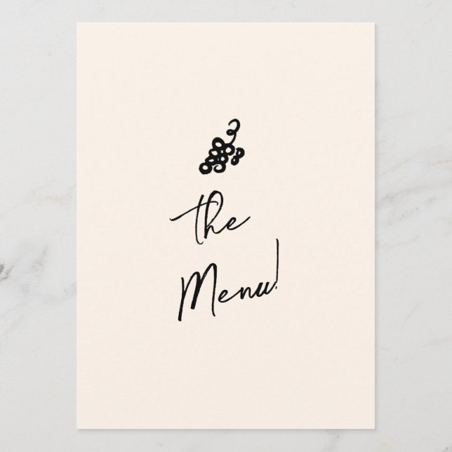 Menu Ecrit main dessiné Retro Quirky Unique Mariage (Dos)