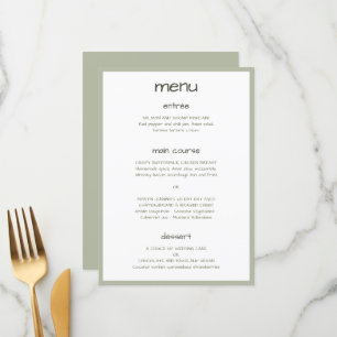 Menu Écriture Décontractée Dusty Vert Minimaliste Moder