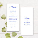 Menu Écriture manuscrite bleu clair moderne Mariage de<br><div class="desc">Ce délicieux menu mariage présente une police manuscrite fantaisiste et ludique dans des tons bleu vif époustouflants. En complément de toute célébration mariage amusante et dynamique,  ce menu peut être customisé pour répondre à vos préférences personnelles.</div>