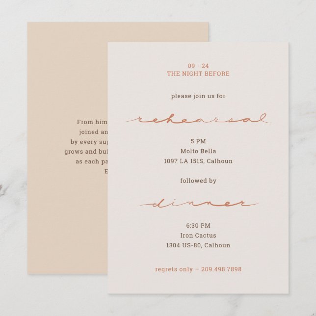 Menu Écriture manuscrite de mariage (Devant / Derrière)