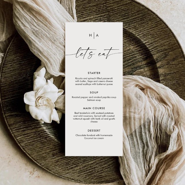 Menu Écriture manuscrite élégante avec monogramme pour  (Créateur téléchargé)