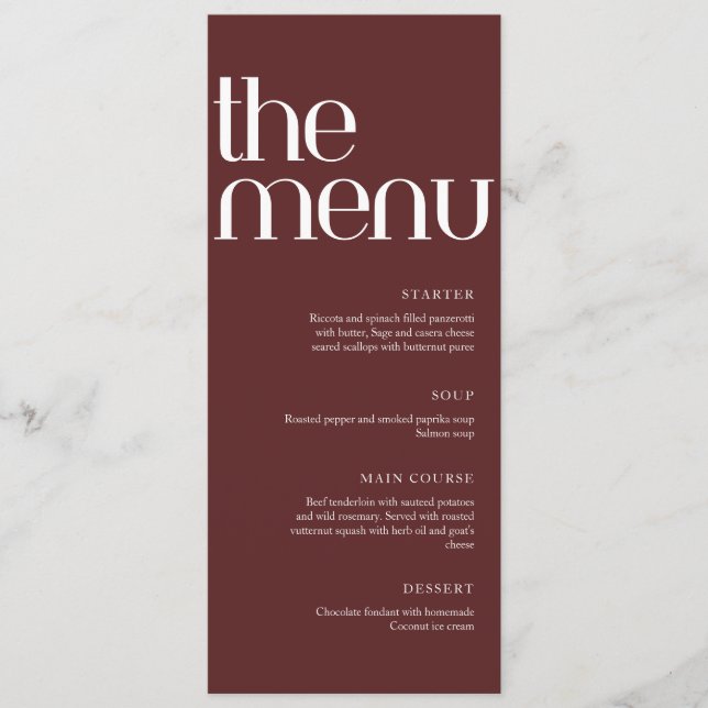 Menu Écriture manuscrite élégante de vieille fortune po (Devant)