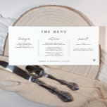Menu Écriture manuscrite moderne Coeur Mariage horizont<br><div class="desc">Ces menus de mariages horizontaux uniques sont dotés d'un script d'écriture moderne dans un design simple en noir et blanc. Personnalisées avec les noms du couple et la date du mariage,  elles ajoutent une touche design à votre réception,  alliant élégance et atmosphère personnalisée pour votre journée spéciale.</div>