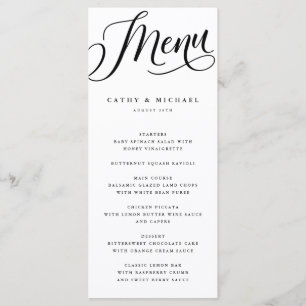 Menu Écriture Moderne Flourish, Noir et Blanc Haut