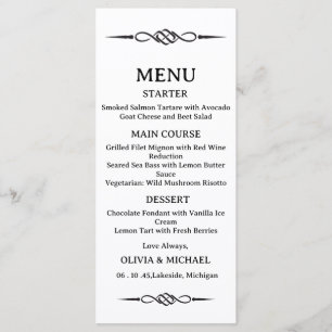Menu Éditable Mariage Flèche de Nœud Celtique Noir et B