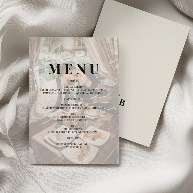 Menu Editorial Ivory Monogram Photo Wedding (Créateur téléchargé)
