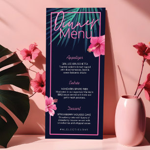 Menu Electric Love Neon rose Tropical Mariage rétro