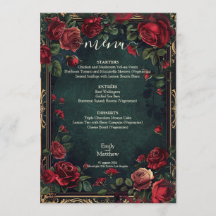 Menu Élégance de mariage gothique victorien