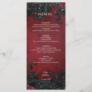 Menu Élégance de mariage gothique victorien