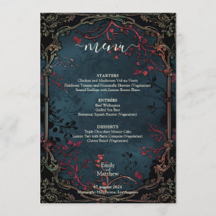 Menu Élégance de mariage gothique victorien