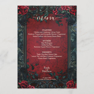 Menu Élégance de mariage gothique victorien
