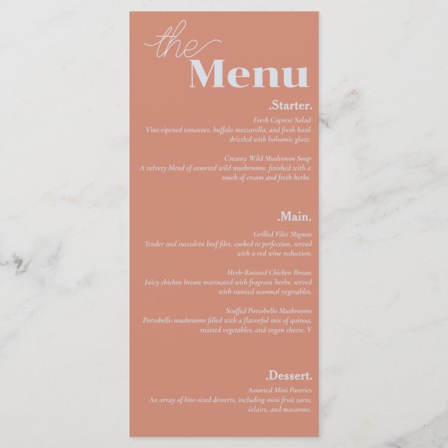 Menu Élégance et moderne Flair Mariage rose pâle (Dos)