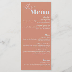 Menu Élégance et moderne Flair Mariage rose pâle