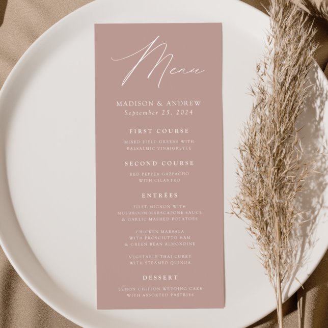 Menu Elégance moderne Dusty Rose Mariage (Créateur téléchargé)