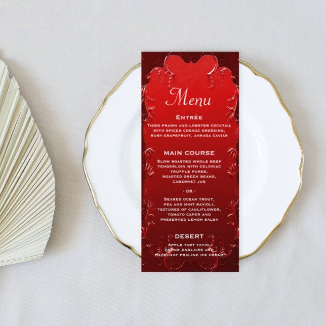 Menu Élégance romantique rouge : Mariage vintage orneme (Créateur téléchargé)