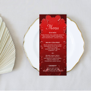 Menu Élégance Rouge Romantique : Mariage Vintage Orneme