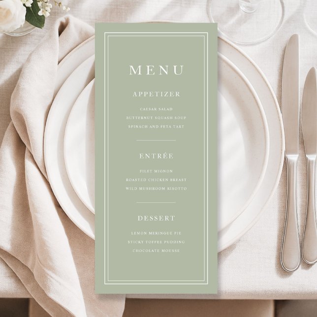 Menu Elegant 3 Course Sage Green (Elegant 3 Course Sage Green Menu)