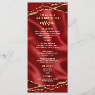Menu élégant Agate Rouge et Or