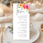 Menu Elégant Aquarelle Fleurs Lumineuses Dîner Mariage<br><div class="desc">Pour plus de personnalisation,  cliquez sur "Personnaliser ce modèle",  puis sur "Modifier à l'aide de l'outil de conception". Élégant éditable facile à utiliser modèles mariage,  plus d'articles disponibles dans le magasin (invitations,  rsvp,  cartes de remerciements,  papeterie & décoration). Si vous avez besoin d'aide ou d'articles correspondants,  veuillez me contacter.</div>