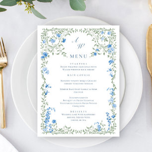 Menu Elégant Aquarelle Fleurs sauvages Dîner Mariage