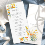 Menu Elégant Aquarelle Fleurs sauvages Dîner Mariage<br><div class="desc">Pour plus de personnalisation,  cliquez sur "Personnaliser ce modèle",  puis sur "Modifier à l'aide de l'outil de conception". Élégant éditable facile à utiliser modèles mariage,  plus d'articles disponibles dans le magasin (invitations,  rsvp,  cartes de remerciements,  papeterie & décoration). Si vous avez besoin d'aide ou d'articles correspondants,  veuillez me contacter.</div>
