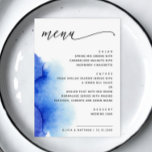 Menu Elégant aquarelle nautique bleu script mariage<br><div class="desc">Elégant aquarelle bleu marine script mariage Menu. Convient pour l'anniversaire,  l'anniversaire et toute autre fête. Veuillez me contacter si vous avez besoin d'autres articles.</div>