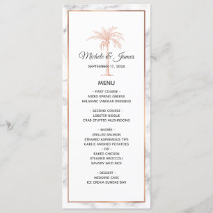 Menu Élégant Arbre à Palmes en Marbre de Cuivre Rose Do