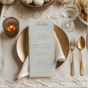 Menu Élégant automne Botanique ivoire & Sage Mariage Dî