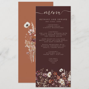 Menu Élégant automne Brown Mariage floral