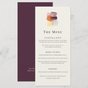Menu Élégant automne laisse Plum rouille Mariage en ter