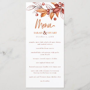 Menu Élégant Automne ton Terre Terracotta Mariage