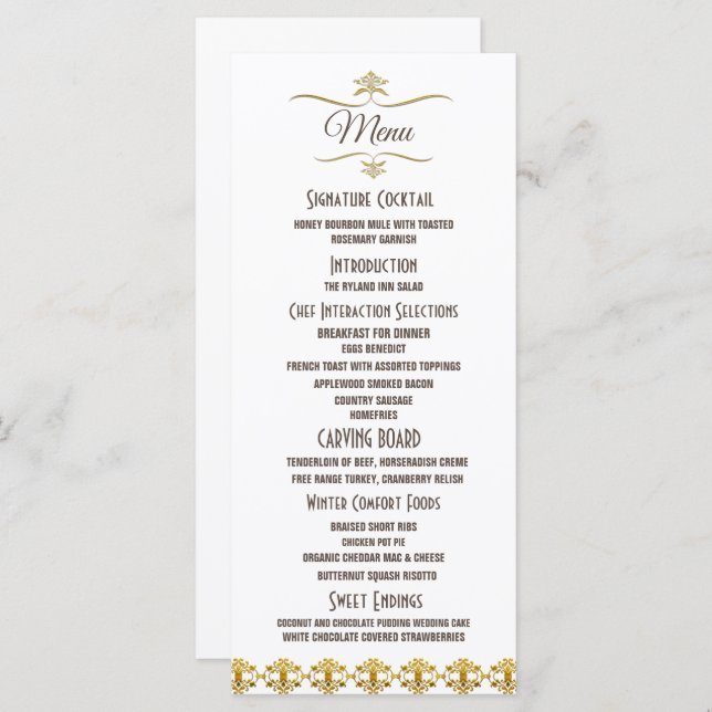 Menu Élégant Black Gold Parties scintillant Mariage Bro (Devant / Derrière)