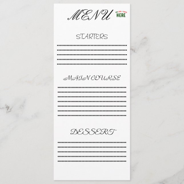 MENU ÉLÉGANT BLANC PERSONNALISABLE MODERNE VERIFIED MAR (Devant)