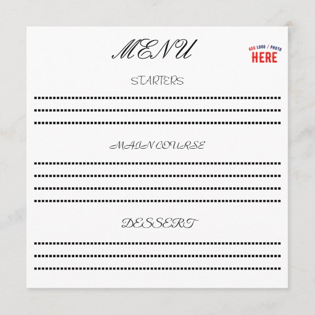 MENU ÉLÉGANT BLANC PERSONNALISABLE MODERNE VERIFIED MAR (Devant)