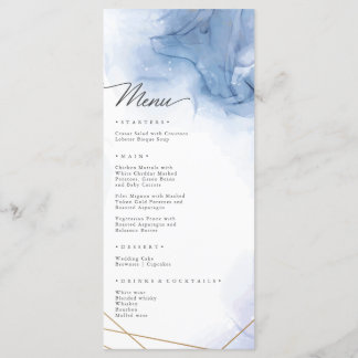 Menu Élégant Bleu Agate mariage Printemps