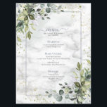 Menu Elégant bleu Dusty Eucalyptus Marbre vert<br><div class="desc">Créez le cadre parfait de la réception avec ce design à la carte tendance et élégant,  avec des éléments botaniques clairs et poussiéreux,  un cadre bleu poussiéreux et un arrière - plan en marbre de Carrera. Une partie d'une suite de faire-part de mariage. Copyright Invitations élégants,  tous droits réservés.</div>