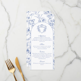 Menu Elégant bleu-Dusty Vintage Détails du Mariage Flor