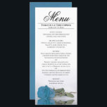 Menu Elégant bleu turquoise Rose Réflexions Mariage<br><div class="desc">Ce beau menu ajoutera un peu de style à votre réception de mariage. Il présente un design magnifique et romantique avec un rose bleu ciel, turquoise ou azur sur son côté, réfléchissant dans un bassin d'eau avec vagues et ondulations. Il y a de l'espace pour les noms du couple et...</div>