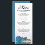 Menu Elégant bleu turquoise Rose Réflexions Mariage<br><div class="desc">Ce beau menu ajoutera un peu de style à votre réception de mariage. Il présente un design magnifique et romantique avec un rose bleu ciel, turquoise ou azur sur son côté, réfléchissant dans un bassin d'eau avec vagues et ondulations. Il y a de l'espace pour les noms du couple et...</div>