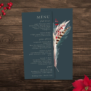 Menu Élégant Bohème Rustique Pampas & Vert Pin Tan Roug