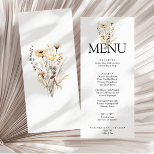 Menu Élégant Boho brillant jardin floral Mariage dîner
