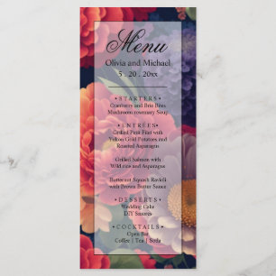 Menu Elégant boho rouge orange violet Mariage