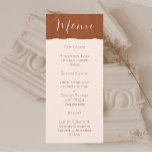 Menu Élégant Boho Terra Cotta Mariage<br><div class="desc">Avec un magnifique boho en faux verre Terra cotta design,  ces menus mariages sont modernes et élégants. Facile à lire pour vos invités et facile à customiser. Trouvez les articles mariages correspondants dans ma boutique.</div>