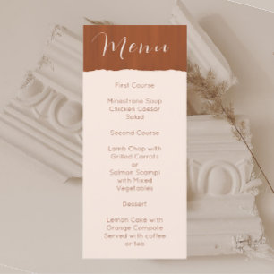 Menu Élégant Boho Terra Cotta Mariage