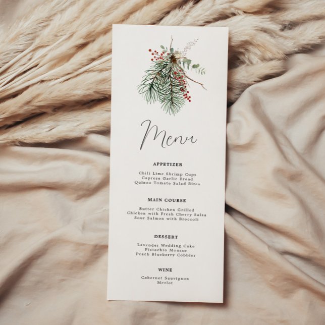 Menu Élégant Botanique Minimale d'hiver (Créateur téléchargé)