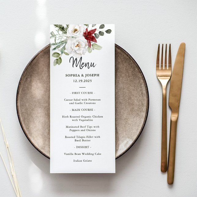 Menu Elégant Bouquet | Mariage de Noël (An elegant and traditional Christmas menu for your holiday wedding)