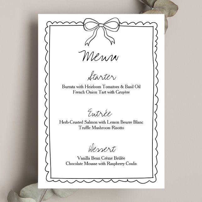Menu Elégant Bow Bordure main tiré Fête des mariées chi (Créateur téléchargé)
